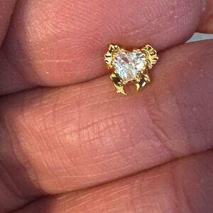 Nose Ring- Heart shape Gold Nose Stud Cooper Ring Synthetic Zirconia Stones,